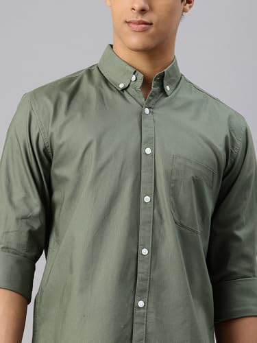 Image of Majestic Man Men's Solid Pure Cotton Casual Shirt - Slim Fit | Full Sleeves | Soft & Breathable Fabric
