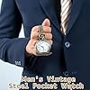 Men's Pocket Watch with Detachable Chain, Vintage Bronze Retro Quartz Timepiece Antique Steampunk Quartz Pocket Watch Classic Roman Numerals Pocket Watch for Weddings Cosplay and Gifts #4