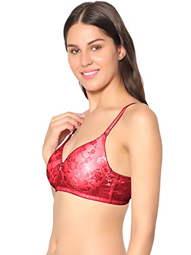 Image of SONARI Demi Cup Bra | Padded, Lacey net, Comfortable Nylon Material, Non Wired, Removable and Adjustable Bra Straps, Demi Cup, Hook and Eye Closure, Hand Washable - Soda