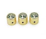 Guyker Guitar Bass Potentiometer Control Knobs with 6mm Dia. Shaft Pots - 3PCS Zinc Alloy Dome Speed Tone Volume Switch Knob with Tree Of Life Surface for Electric Guitar Bass, CKB026 Gold
