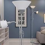 Facile à assembler. Gecheer Lampadaire Gris, Lampadaire sur Pied, Lampadaire pour Salon, Chambre à Coucher, Bureau