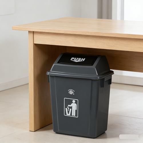 Caneca de basura plástica de 6 galones con tapa abatible, pack x4 miniatura 6
