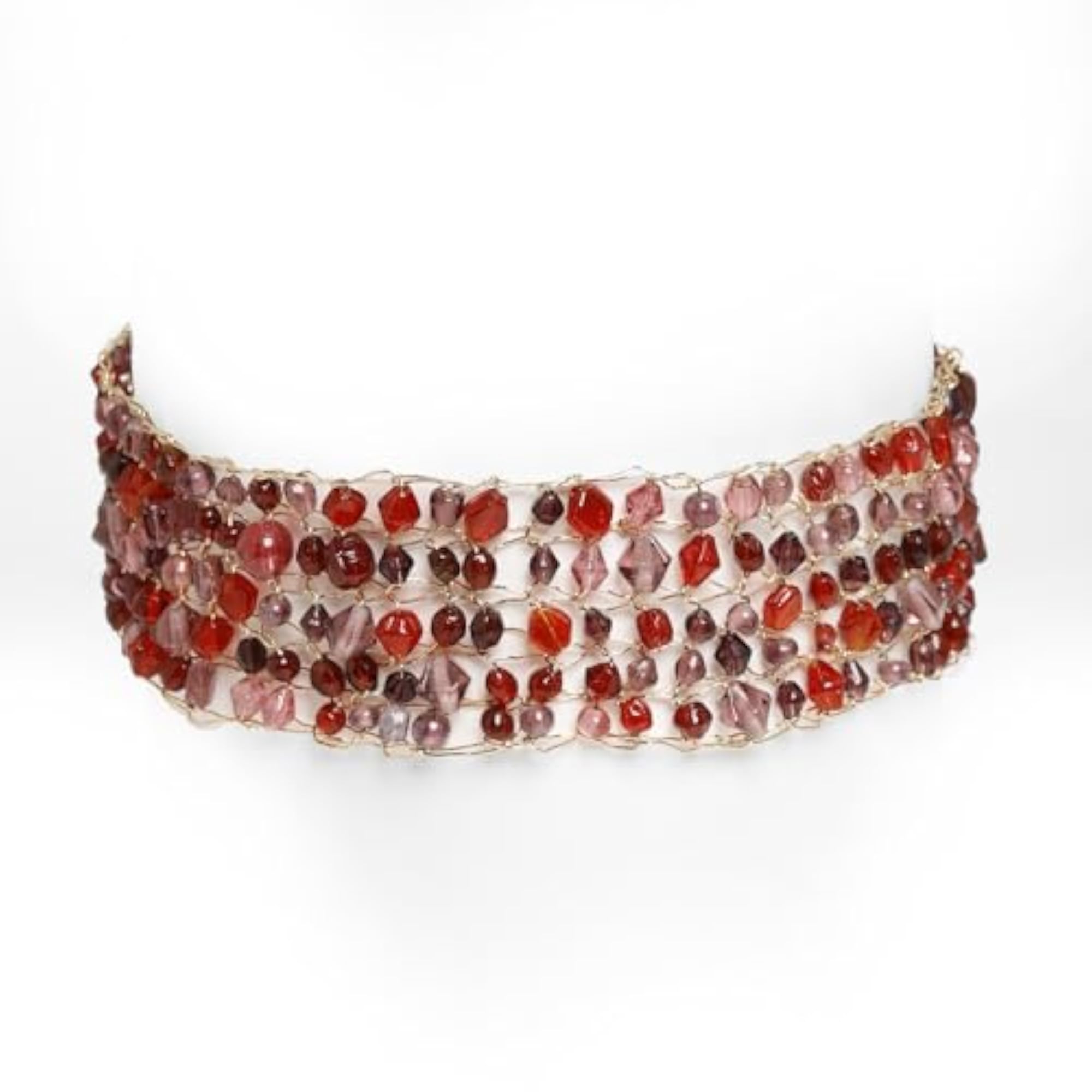 Women's Layered Glass Necklace Mala, Stylish Accessory
