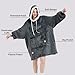 Qeils Wearable Blanket Hoodie for Women, Comfy Sherpa Sweatshirt Blanket as Birthday Christmas Gifts, Oversized Pullover Jacket Blanket Hoodie for Adult (Dark Grey, Adult)