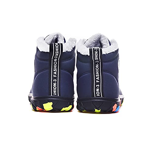 Eliogn Boys Girls Snow Boots Winter Warm High-Top Shoes Outdoor Sports Non-Slip Hiking Shoes Winter Shoes for Kids Blue 304