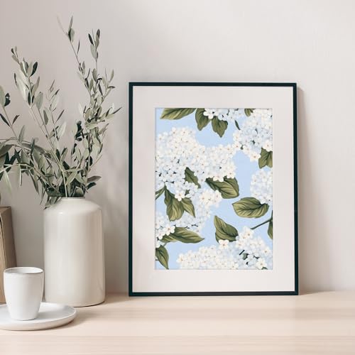 JarThenaAMCS 24 Sheet 6 x 6 Inch Light Blue Hydrangea Pattern Paper Spring Summer Floral Double Sided Craft Scrapbook Specialty Paper for DIY Card Making Photo Album Decor