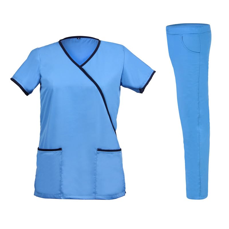 Epicure Wears Unisex Scrub Suit Mens | Womens Ideal for Doctors Nurses Dentists and Healthcare Professionals Elastic Lower/ward boy/ward ladies/scrubs/OT dress Large Blue (B0CF9PD3ZH) Amazon Price History, Amazon Price Tracker