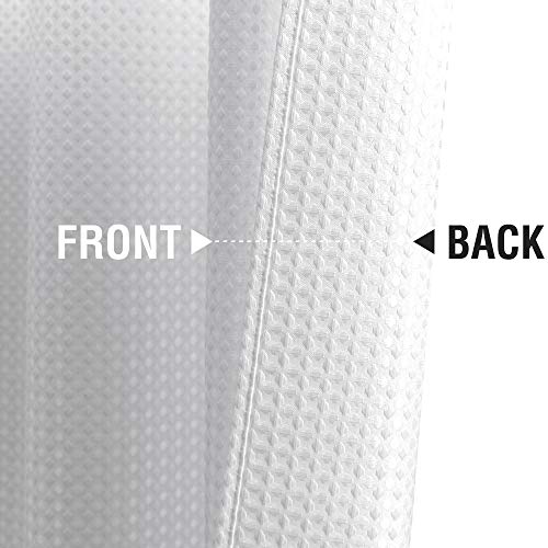 Lazzzy White Valances For Windows Kitchen Curtains Waffle Weave Textured Valance For Living Room Bedroom Bathroom Half Short Drapes Rod Pocket Home Decoration, 60" W X 18" L, White, 1 Panel #TOP2