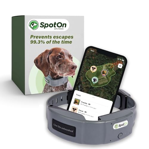SpotOn GPS Wireless Dog Fence Collar, Accurate & Reliable, Unlimited Fences, Extended Battery Life Mode, No Subscription, Built in USA, Omni Collar Model, Large Dog Breed Neck Size 19'-26'