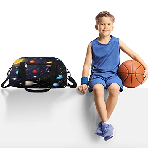 Universe Galaxy Solar System Kids Duffle Bag for Boys Girls Dance Bag,Outer Space Planets Sport Gym Bags Overnight Travel Bags Teen Kids Weekender Bag for School Practice Gymnastic Ballet2