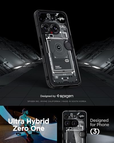 Image of Spigen Ultra Hybrid | Nothing Phone (3) Case [Air Cushion Protection] [Semi Transparent] Nothing Phone 3 Back Cover | TPU+PC - Zero One Black
