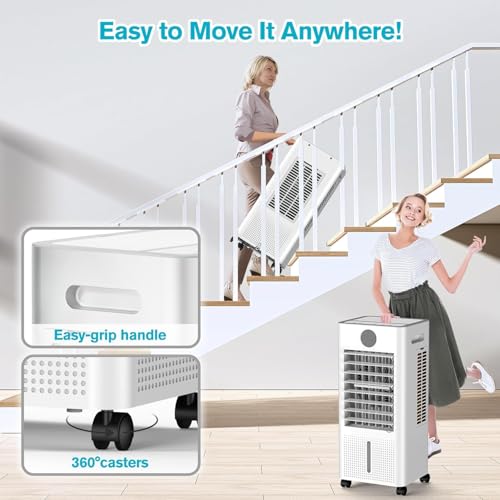 Windowless Portable Air Conditioner, 12H Timer & 2-Gal Tank, 3-IN-1 Portable AC Unit with Remote, 75°Oscillation, 3 Modes & 3 Speeds, Ultra-Quiet 24" Ventless Swamp Cooler for Room Home Office by AIRTHRYL - Image 8