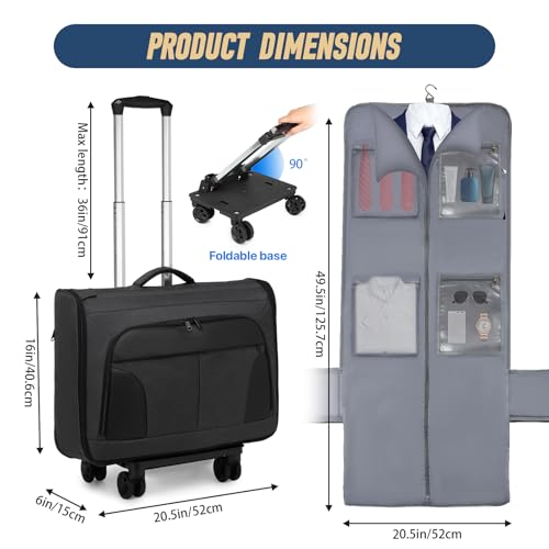 Rolling Garment Bag, Large Carry On Garment Bag With Wheels, Men Women Suit Carry On Garment Bag for Travel Business4