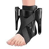 CUVZORA Tobillera para esguinces de tobillo, tobillera ajustable con 2 almohadillas de apoyo, soporte de tobillo de ajuste delgado para hombre y mujer, soporte transpirable para deporte y recuperación