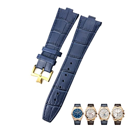 Bracelet Vacheron Constantin Overseas en cuir de bambou bleu clair doré 25mm