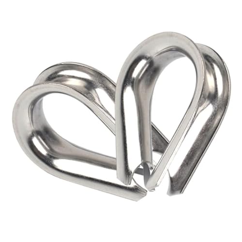 Guardacabos De Cuerda De Cable 100 piezas de anillos de protección for cuerda de alambre, sujetadores de aparejo, guardacabos de línea de anclaje, abrazadera de anillo plateado(M5)