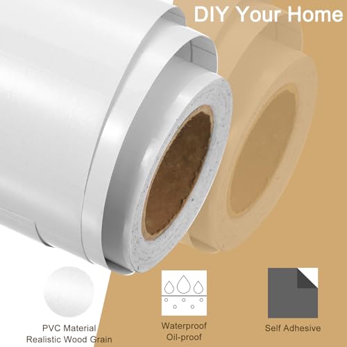 Image of uxcell Wood Grain Tape, 2 inch x33 Ft Self Adhesive Wood Grain Repair Patch for Baseboards, Doors, Floor Repair, Furniture Home Decor Pearl White