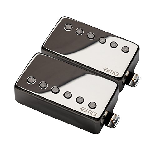 EMG 57/66 Humbucker Gitarren-Tonabnehmer-Set für Steg und Hals, Schwarzes Chrom