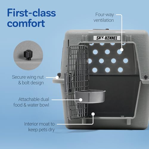 Petmate Sky Kennel For Air and Travel Airline Compliant Dog Crate for Smaller Dog Breeds or Pets up to 15 lbs, Heavy Duty Dog Kennel, Made in the USA- 21" L | Travel carrier made in USA, durable hard shell, secure door, great for air and road trips, safe home for small pets and pups - Image 7