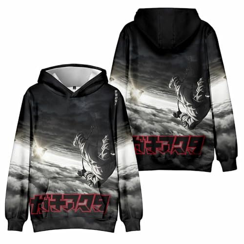 Charous Sudadera con capucha de anime GACHIAKUTA Rudo Zanka Enjin con impresión digital 3D, sudadera casual utilizada para fanáticos del manga y cosplay, Negro 2, 5XL