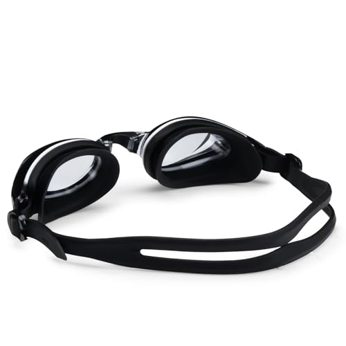 Image of AEC Feike VisionPro Powered Swim Goggles Anti Fog UV Protection Swimming Glasses with Power Lenses for Nearsighted Men & Women (Black, -7.00)
