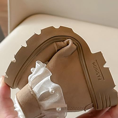 Girls Boots Kids Winter Faux F𝐮r Warm Snow Ankle Kid's Bow Boots For Toddler/Little Kid Slip On Outdoor Winter Shoes4