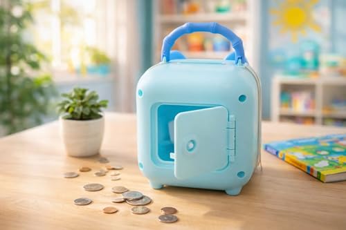Image of Piggy Bank for Kids | Unbreakable Plastic Money Saving Box for Boys & Girls | Durable Coin & Cash Bank | Educational Saving Toy & Return Gift for Children with Lock and Keys (Sky)