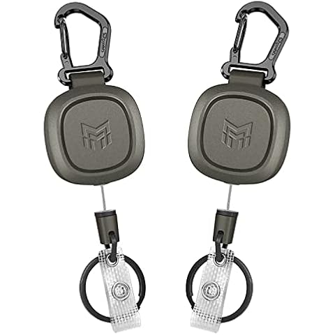 MNGARISTA 2 Pack Heavy Duty Retractable Keychain, Metal Carabiner Badge Holder Reel, Retractable ID Badge Holder with 31.5” Steel Cord, 8.0 oz Cover