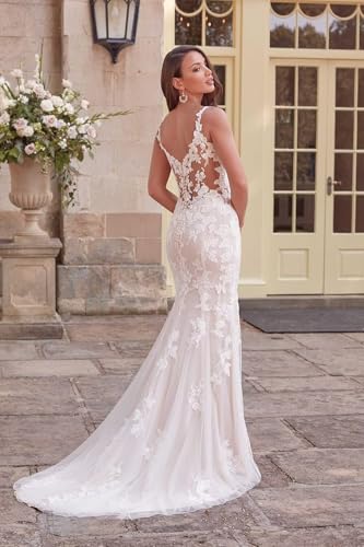 Mermaid Lace Wedding Dresses for Bride Spaghetti Strap Tulle V Neck Sleeveless Long Bridal Gown 20253