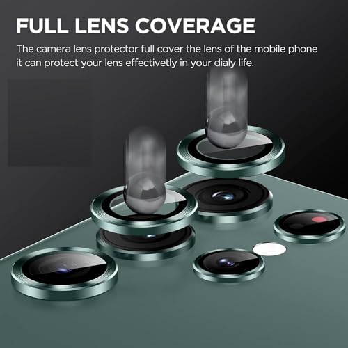 Image of Skinomi Camera Lens Protector Compatible with Samsung Galaxy S23 ultra 5G [Anti-Scratch] Premium Tempered Glass Film Aluminum Alloy Lens Ring Cover, Green Titanium