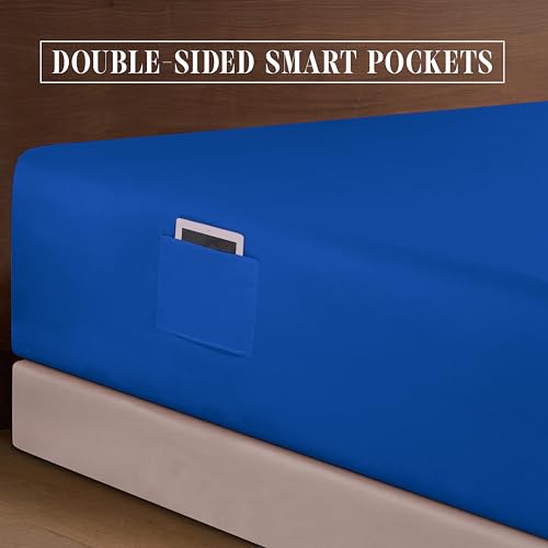 Elegant Comfort Luxurious 1500 Premium Hotel Quality Microfiber 4-Piece Sheet Set, 18-24 Inches Deep - Extra Deep Pocket Sheets - Ultra Soft 4PC Deep Pocket Sheets, Full, Royal Blue