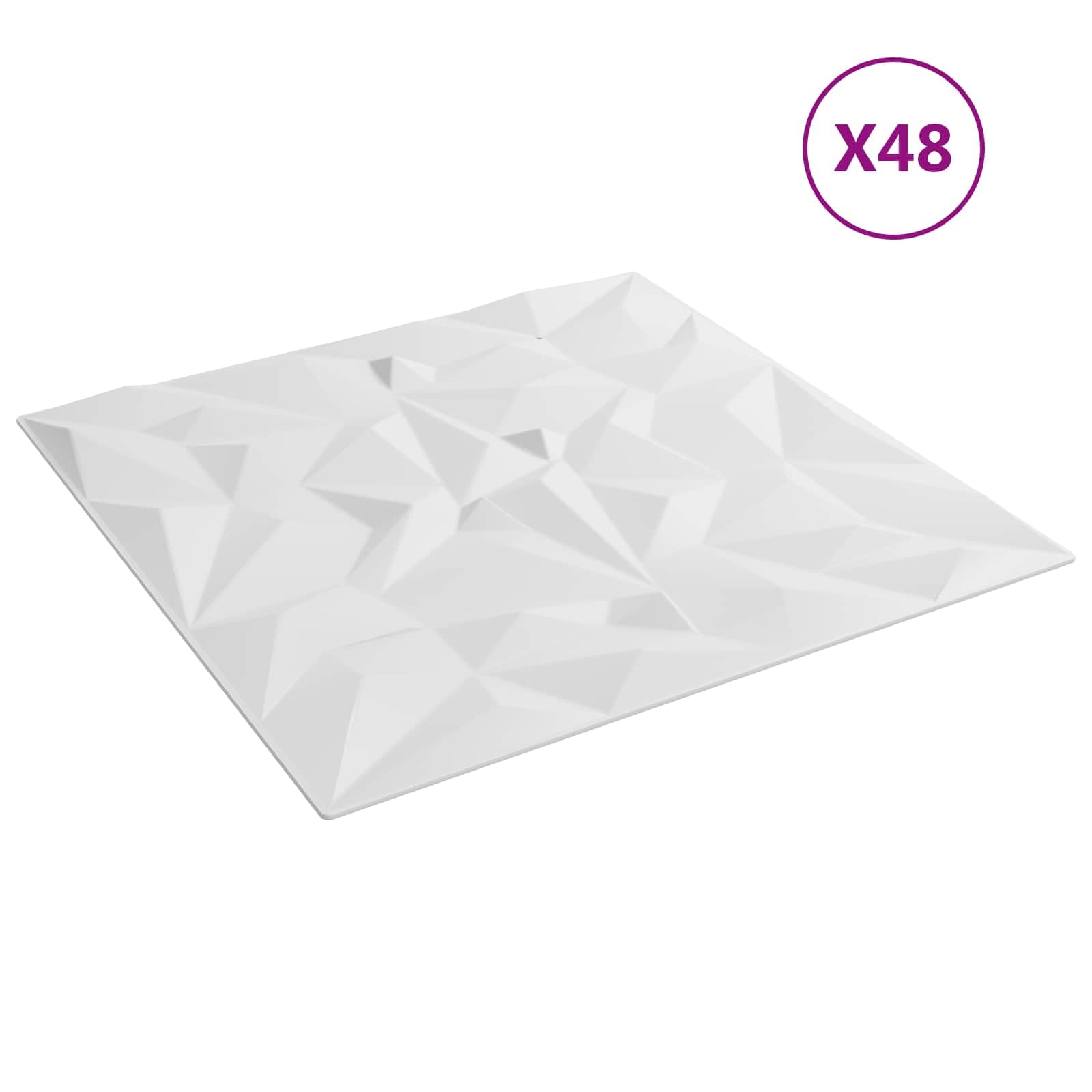 Panele ścienne 48 szt. 50 x 50 cm białe pianka XPS