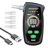 RDINSCOS Tragbares Alkoholtestgerät, Alkoholtest mit digitalem LCD-Display, professioneller Alkoholtester mit Präzisionsgrad und 5 Mundstücken für den Heimgebrauch und Partys