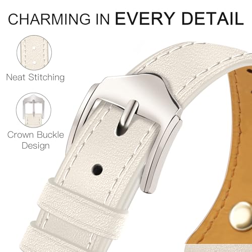 Image of JR.DM Slim Leather Bands Compatible with Apple Watch Band 38mm 40mm 41mm 42mm 44mm 45mm 46mm 49mm, Genuine Leather Band with Charms, Feminine Design for Iwatch Ultra SE Series 11 10 9 8 7 6 5 4 3 2 1