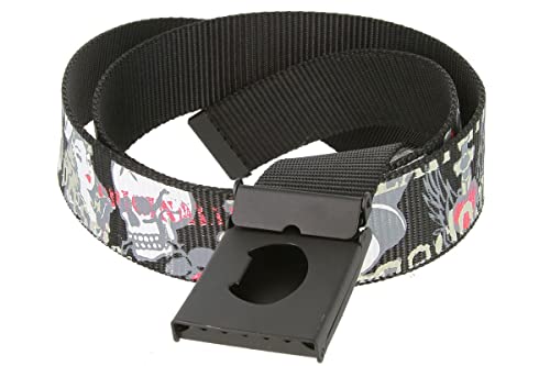 Nylon Military Skull Web Belt with Matte Black Metal Buckle Bottle Opener 1.5 Inch Wide (Black)3