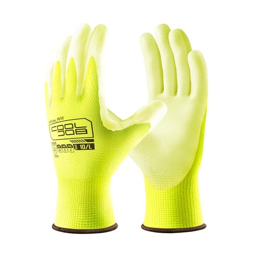 COOLJOB 12/60 Pairs Safety Work Gloves Pack Bulk with Grip PU Coating