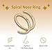 Gold Spiral Nose Ring Hoop - Handmade 14k Gold Double Spiral Nose Piercing - Thin Hypoallergenic 20 Gauge Wire 7mm Nose Piercing Jewelry