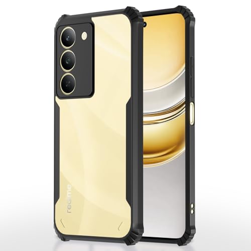 Image of Pikkme Crystal Clear Transparent Back Cover | Ultra Hyrbid | Full Camera Protection | Raised Edge | Bumper Case for Realme Narzo 80x 5G / Realme P3x 5G / Realme 14X 5G (Black)