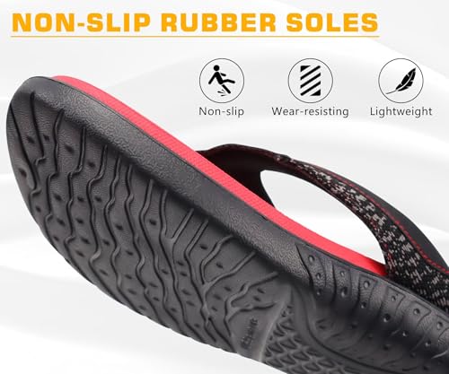 Image of ONCAI Mens Flip Flop Open Toe Athletic Straps Orthotic Summer Plantar Fasciitis Sport Sandals with Soft Cushion Arch Support Size 7.5-15