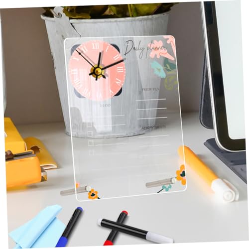 Pizarra white acrílica de notas borrable con reloj PRETYZOOM y tablero decorativo 7