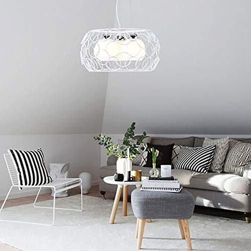 Chandelier nid d'oiseau E27 avec abat-jour blanc laiteux contre la lumière agressive