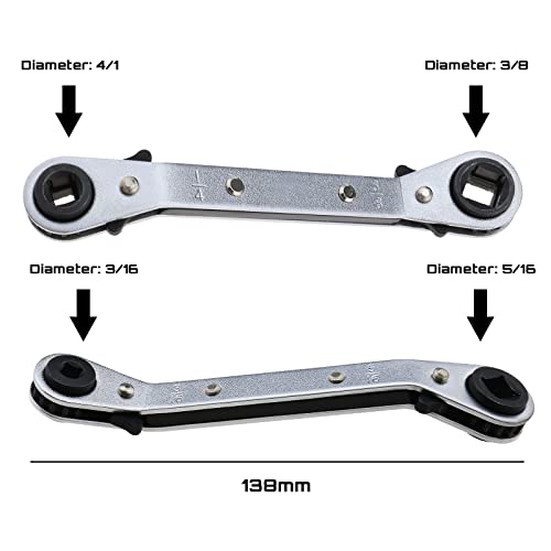 Create idea Square Ratchet Wrench 4-in-1 Reversible Spanner HVAC Maintenance Bend Wrench for Heating Air Conditioning Refrigeration Units Freezers Installation - Image 4