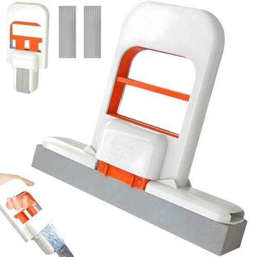Mini Serpillière Portable, Mini Balai Éponge Portable, Balai Serpillère, avec 2 Têtes De Balai Rechange, Mop Serpillere Rétractable Utilisation Humide...