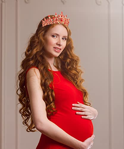 image for TOBATOBA Red Crown Crystal Wedding Tiara for Women, Royal Queen Crowns