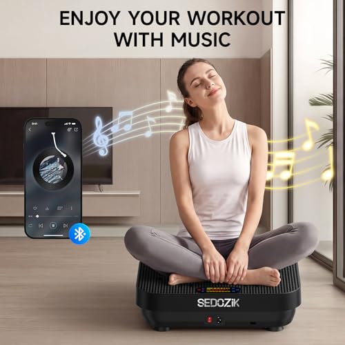 Image of SEDOZIK Vibration Plate Exercise Machine, 450lb Capacity Whole Body Vibrating Plate for Lymphatic Drainage, Shaker Board Platform for Weight Loss with Resistance Bands Bluetooth 120 Speeds