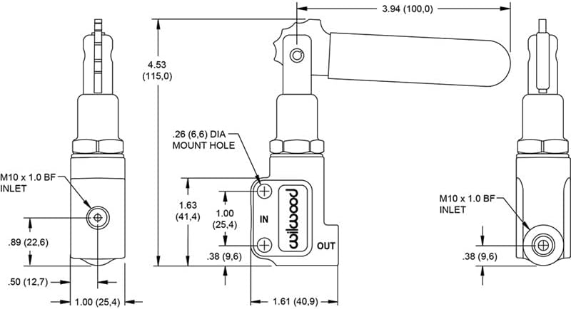 Wilwood 260-15832 Lever Style Proportioning Valve, 10mm x 1.00 Bubble Flare Inlet & OutleT