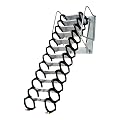 DOONARCES 12 Steps Pull Down Attic Ladder Home Telescopic Loft Stairs Wall Mounted Folding Step Ladder for Home Refit Decorative, 2.9-3.1mH, White+Black