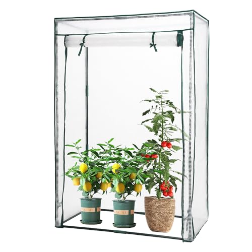 ビニールハウス 家庭用 ビニール温室 小型 家庭菜園 寒さ/霜/雨/風対策 温室 ビニール ベランダ 虫/鳥よけ 家庭用ビニールハウス 暖簾/ペグ付 チャック開閉 温室ハウス 工具不要 組立簡単 室内室外適用 多用途 100x50x150cm