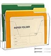 Tfirhuoe Acrylic Hanging Wall File Organizer, 2-Tier Mail Organizer Wall Mounted Magazine Wall Fi...