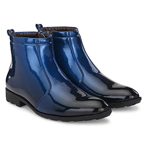 Image of Vellinto Royal Look Shoes for Men ll Casual Shoes for Men ll Patent Leather Zip /Chain Boots for Men